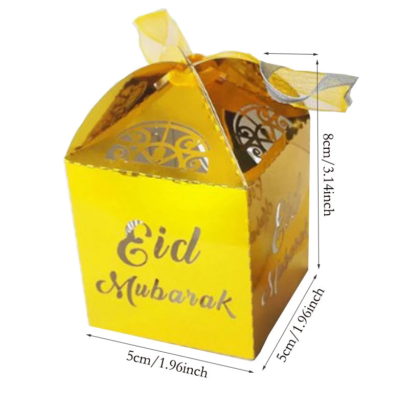 10pcs Happy Eid Mubarak Candy Box Ramadan Decoration DIY Favor Gift Boxes Packaging Islamic Muslim al-Fitr Eid Party Supplies