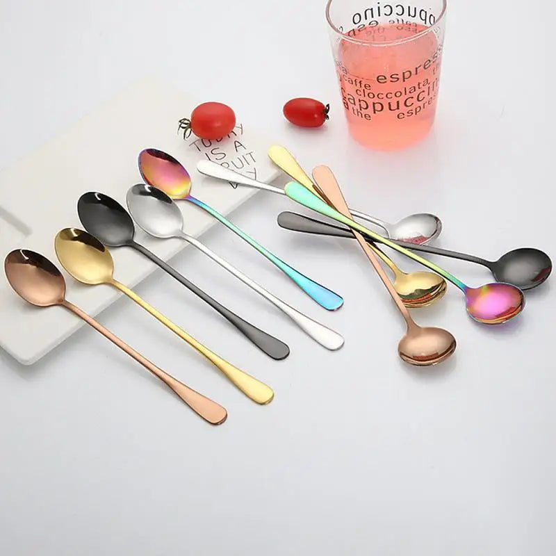 Stainless Steel Latte Long Tea Coffee Spoon Soda Ice Cream Dessert Sundae Spoons