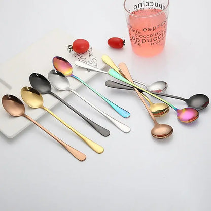 Stainless Steel Latte Long Tea Coffee Spoon Soda Ice Cream Dessert Sundae Spoons