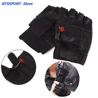 1Pair Men Black PU Leather Weight Lifting Gym Gloves Workout Wrist Wrap Sports Exercise Training Fitness Hot Sale