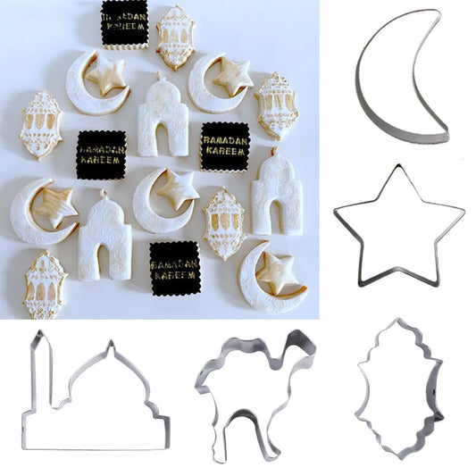 CYUAN EID MUBARAK Moon Star Biscuit Mold Cookie Cutters Set DIY Cake Baking Tools Ramadan Mubarak Ramadan Kareem Party Decor
