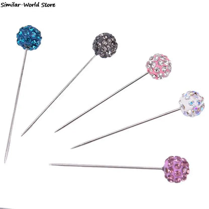 12/30Pcs  Fashion Crystal Ball Brooch Pin Muslim Hijab Scarf Pins Scarf Clip Wedding Pin For Women Hijab Pins With Hat