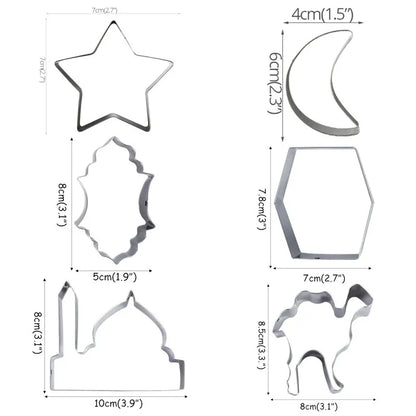 CYUAN EID MUBARAK Moon Star Biscuit Mold Cookie Cutters Set DIY Cake Baking Tools Ramadan Mubarak Ramadan Kareem Party Decor