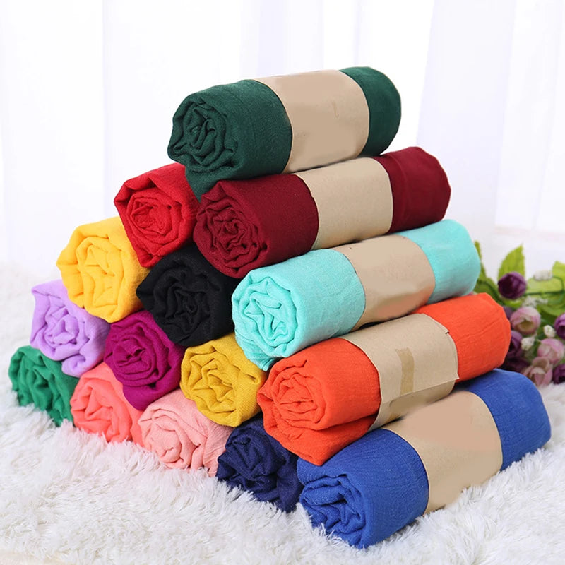 180*50cm Candy Colored Women Scarf Cotton Linen Long Scarf Solid Color Soft Scarves Shawls For Lady Muslim Hijab Muffler Scarf