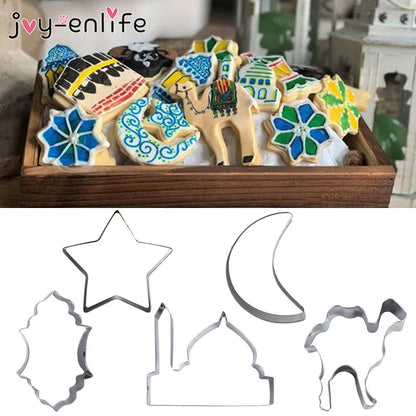 EID MUBARAK Cookie Cutter Islamic Muslim Mosques Camel Moon Star Biscuits Baking Tools Cut Mold for Ramadan Decoration