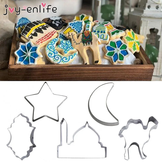 EID MUBARAK Cookie Cutter Islamic Muslim Mosques Camel Moon Star Biscuits Baking Tools Cut Mold for Ramadan Decoration