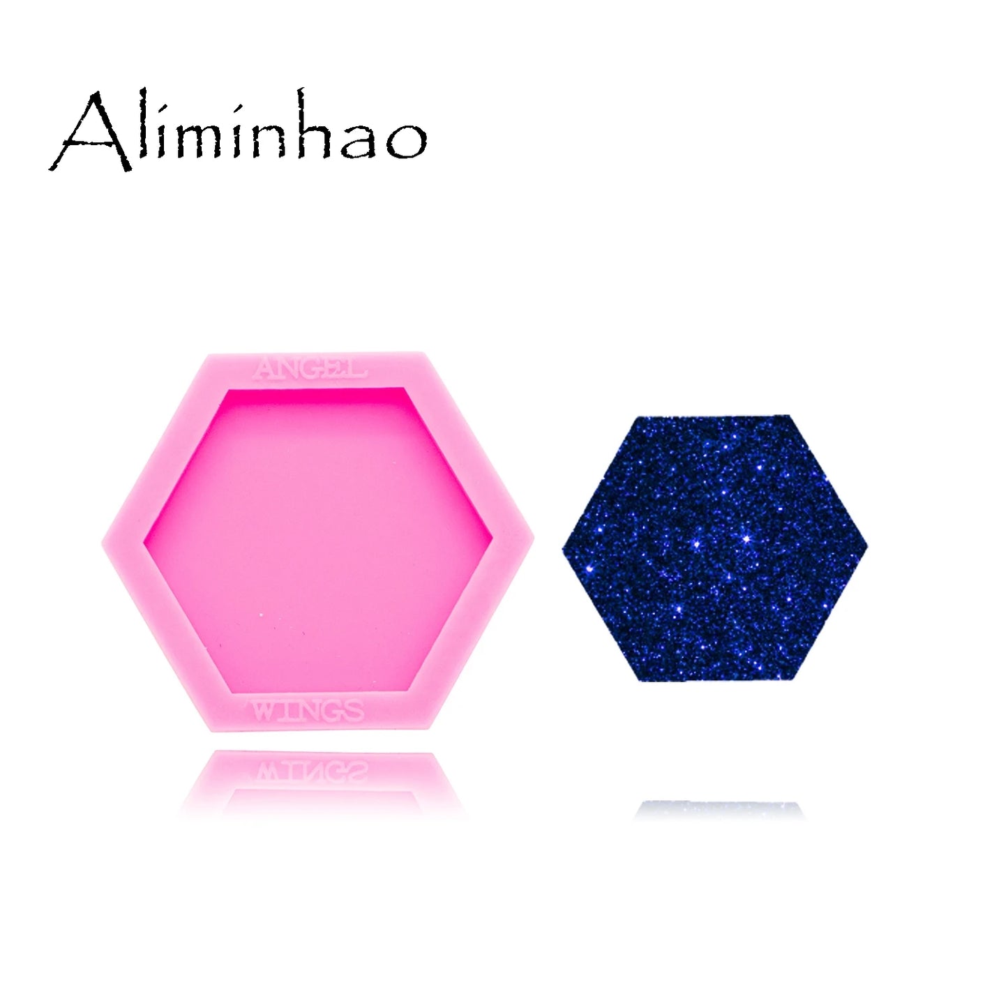 DY0294 Shiny 1.5 Inch Square Hexagon Silicone Mold for Phone Socket Badge Reels DIY Diamond  Epoxy Silicon Resin Crafting Molds