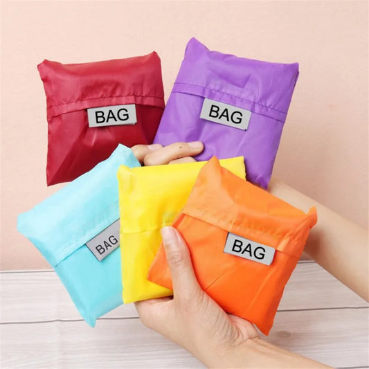 Solid Color Foldable Shopping Bag Eco Reusable Tote Oxford Fabric Casual Large-capacity Shopping Bag Home Storage Bag Supplies