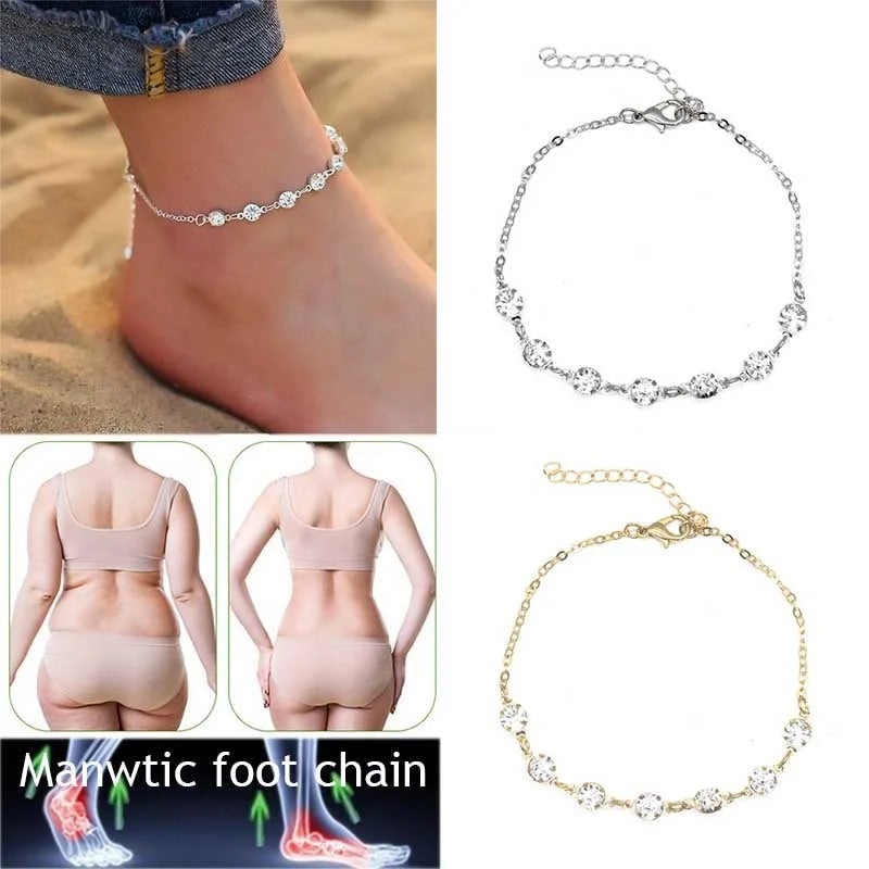 Fashion Crystal Bracelet Gold and Silver Weight Loss Magnetic Therapy Ankle Weight Loss Products Slimming Health Jewelry