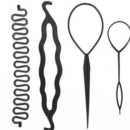 4 Pcs/set Multi-style Women Hair Twist Styling Clip Stick Maker DIY Hair Braiding Tools Hair Accessories Braider DIY Hairstyle