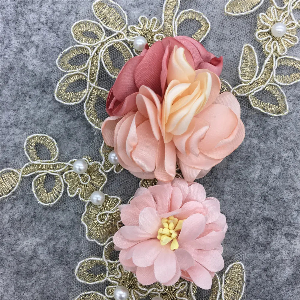 Fine Lace Fabric Trim Sew On Dress Clothing Applique Motif Blouse Sewing emboridery DIY Neckline Collar Costume Decoration
