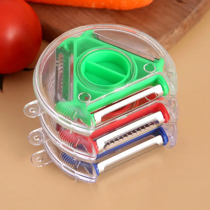 3 In 1 Magic Trio Peeler Set Slicer Stainless Steel Peeler Shredder Cutter Multi Peel Blade Grater Kitchen Accessories Non-Slip