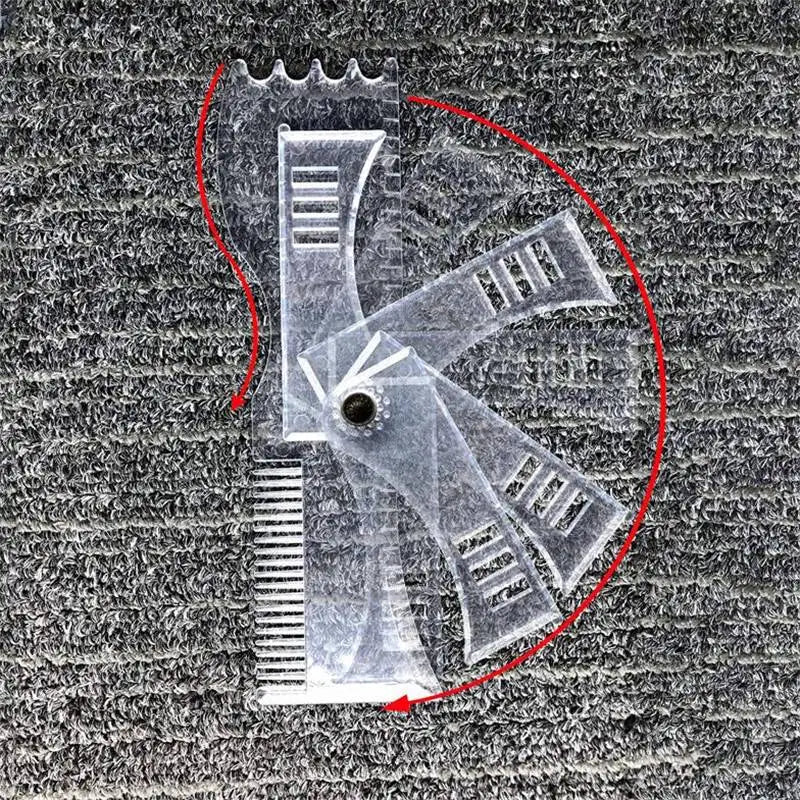 5 In 1 New Rotating Men Beard Shaping Styling Template Comb Stencil Transparent Hair Beards Trim Templates Face Beauty Tool