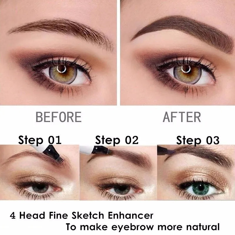 4 Colors Microblading Eyebrow Tattoo Pen with 4 Micro Tips Sketch Makeup Brow Pencil Waterproof Eyebrow Tint 2018 Makeup TSLM2