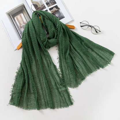 Muslim Crinkle 70*175Cm Women Hijab Scarf Soft Cotton Headscarf Islamic Head Wraps Hijab Femme Musulman As Wedding Hijab
