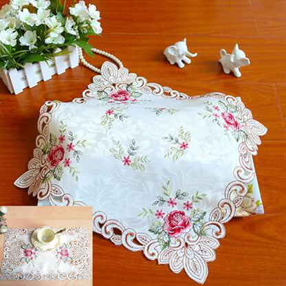 HOT rose flower embroidery table place mat cloth pad cup Christmas coaster placemat coffee tea doily New year wedding kitchen