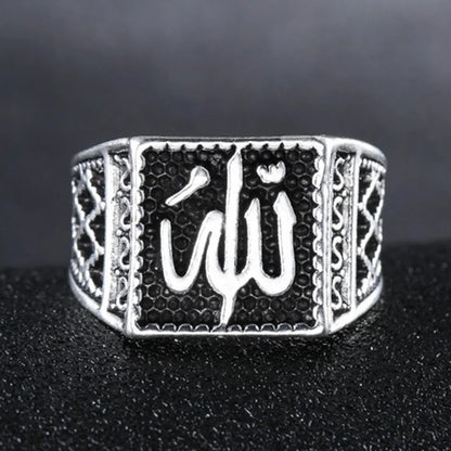 Vintage Arab Islam Muslim Rune Ring Men's Ring New Fashion Metal Religious Amulet Accessories Party Jewelry Faith Gift Wholesale