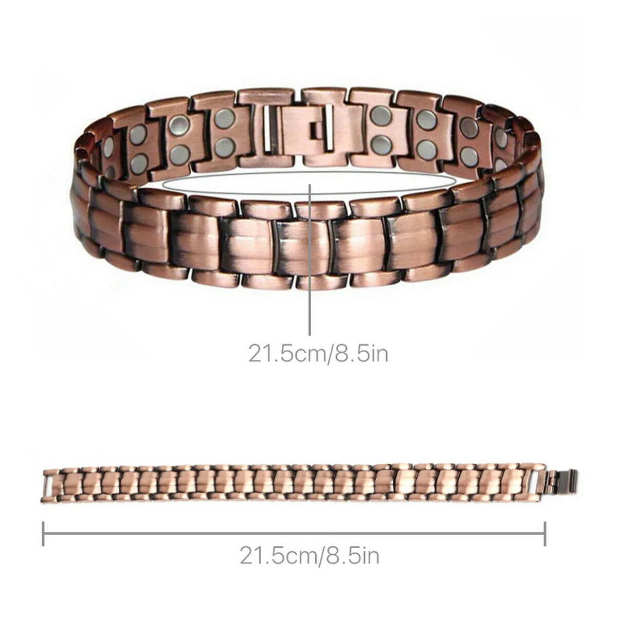 Vintage Pure Copper Magnetic Pain Relief Bracelet For Men Therapy Double Row Magnets Link Chain Stainless Steel Men Jewelry