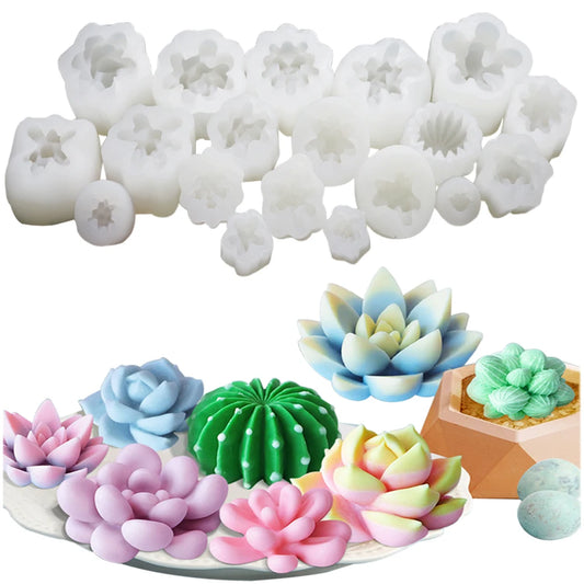 Succulent Plants Fondant Silicone Mold 3d DIY Candle Clay Resin Plaster Chocolate Wax Mould Flower Decorative Molding M2728