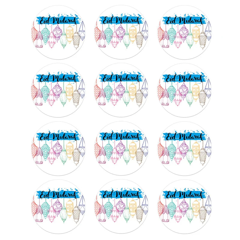 24/48pcs 4.5cm Eid Mubarak Favor Gift Bag Sealing Stickers Ramadan Mubarak Stickers Box Cake Sticker Lable Decoration