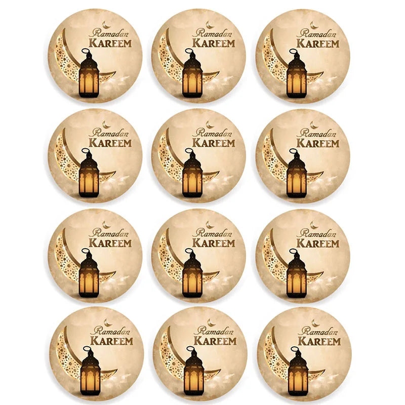 24pcs/48pcs Islamic Muslim Ramadan EID Mubarak Decorations Paper Sticker Gift Lable Seal Sticker Eid Al-fitr Decoration Supplies