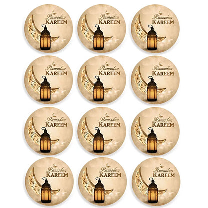 24pcs/48pcs Islamic Muslim Ramadan EID Mubarak Decorations Paper Sticker Gift Lable Seal Sticker Eid Al-fitr Decoration Supplies
