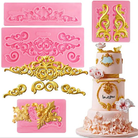 Silicone Mold Hot Sale DIY Sugaring Paste Cake Decorating Tools Vintage Relief Border Fondant Mold Silicone Molds For Clay