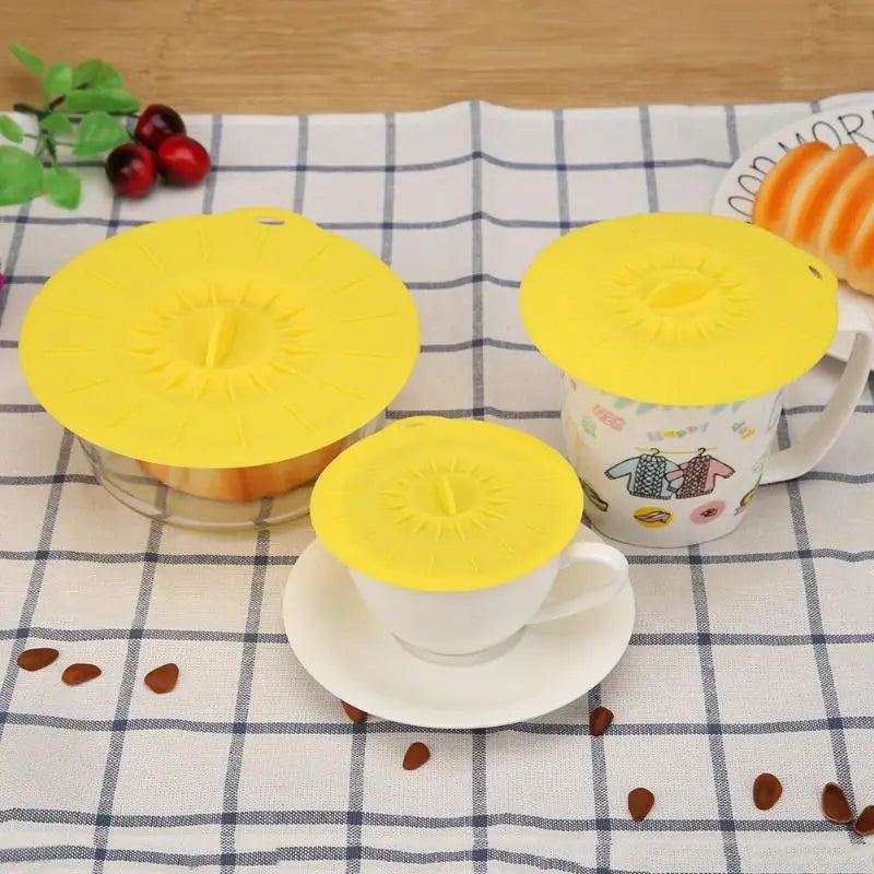 Silicone Cup Lid Anti-Dust Bowl Cover Cup Seals Lids Drinking Cup Lid FDA Silicone Heat Resistant Sealed Cover Drinkware Home