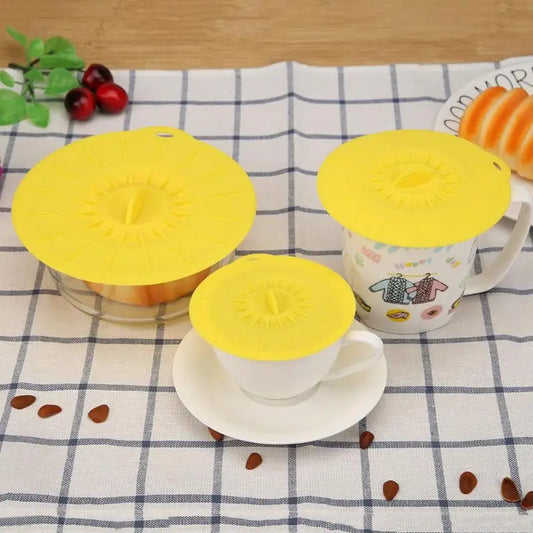 Silicone Cup Lid Anti-Dust Bowl Cover Cup Seals Lids Drinking Cup Lid FDA Silicone Heat Resistant Sealed Cover Drinkware Home