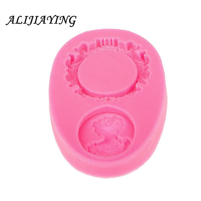 1Pcs Mirror Frame lady Cake Border Silicone Mold Wedding Cupcake Fondant Decorating Tools Candy Clay Chocolate Molds D0486