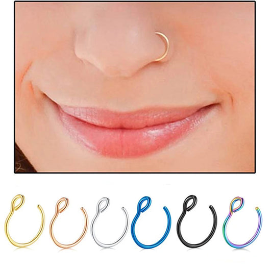 1pc 316L Septum Ring Hoop 20G Steel Faux Nose Lip Labret Nostril Piercings Oreja Cilp On Nose Piericng Woman Men Body Jewelry