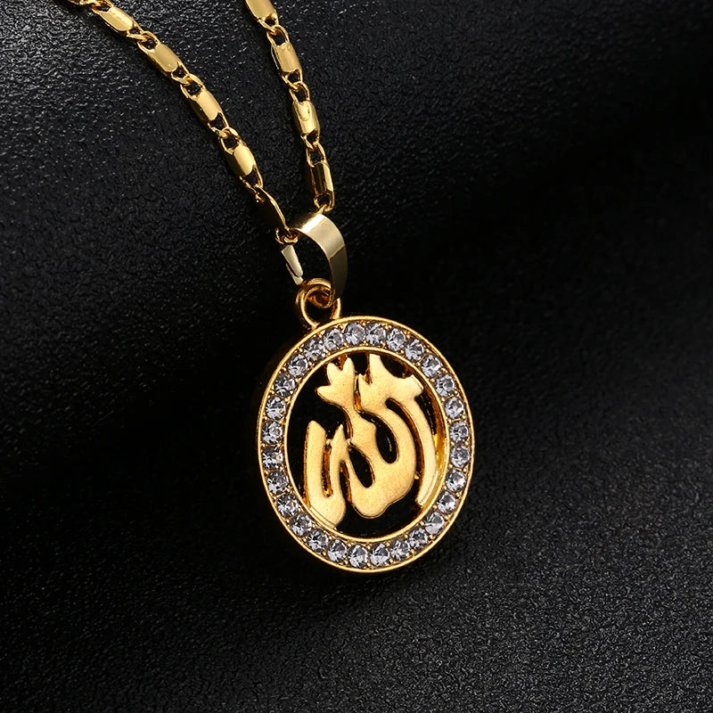 wholesale Gold/Rose gold Colors Allah Pendant Necklace Women Men Jewelry Middle East/Muslim/Islamic Arab Ahmed