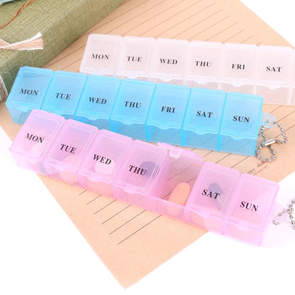 New Storage Dispenser 7 Days Pill Case Medicine Storage Tablet Pill Box With Clip Lids Medicine Organizer Pill Case Splitters