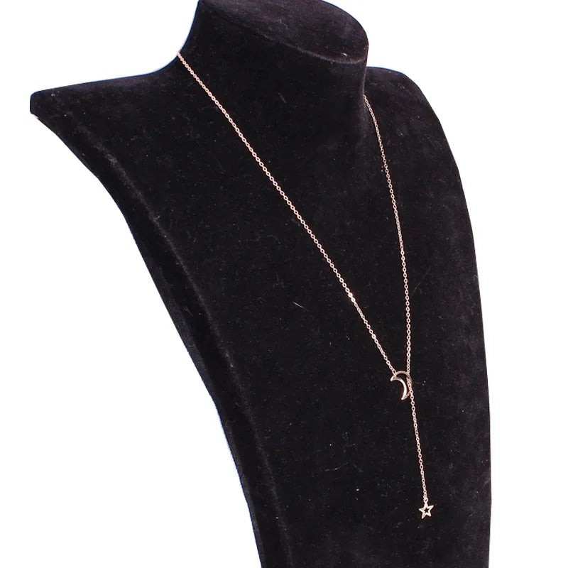 Wholesale Sales Punk 2020 New Fashion Necklace Gold Simple Cute Moon Stars Ladies Necklace Chaussures Femme