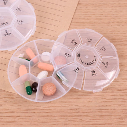 7 Days Pill Box Round Portable Travel Storage Vitamin Box Sort Tablet Holder Mini Medicine Pill Box Organizer Pill Box Splitters