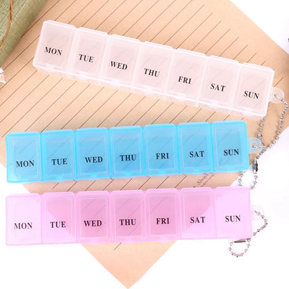 New Storage Dispenser 7 Days Pill Case Medicine Storage Tablet Pill Box With Clip Lids Medicine Organizer Pill Case Splitters