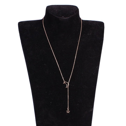 Wholesale Sales Punk 2020 New Fashion Necklace Gold Simple Cute Moon Stars Ladies Necklace Chaussures Femme