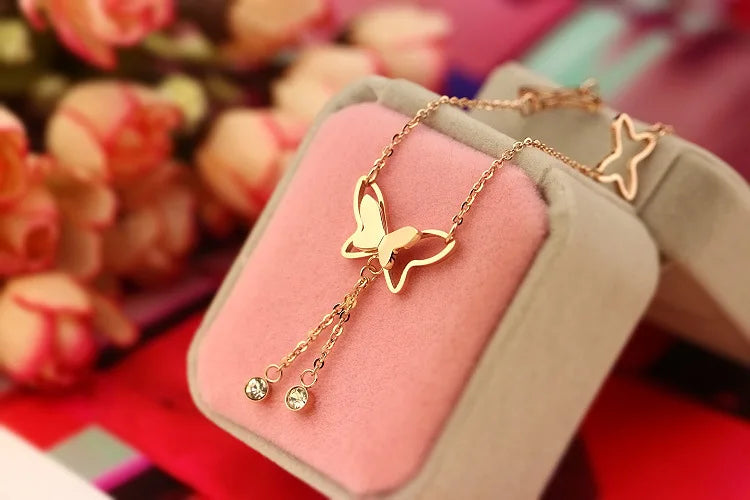 New Product Launch 2020 Fashion New Anklet Simple Wild Simple Adjustable Length Butterfly Crystal Ladies Anklet Gift Wholesale