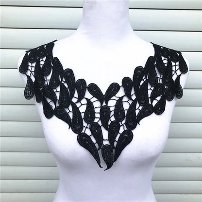 1Pcs Black Fine Venise Lace Fabric Dress Applique Blouse Sewing Trims DIY Neckline Collar Costume Decoration Accessories
