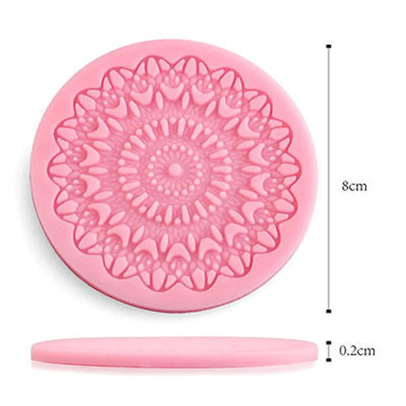 DIY Flower Vine Pattern Lace Round Silicone Cake Embossing Mould Fondant Cake Decorating Chocolate Candy Tool