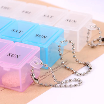 New Storage Dispenser 7 Days Pill Case Medicine Storage Tablet Pill Box With Clip Lids Medicine Organizer Pill Case Splitters