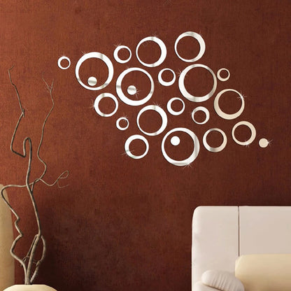 24Pcs/set Circles Wall Stickers Mirror Style Removable Decal Vinyl Art Mural Wall Sticker Home Adesivo De Parede Home Decoration