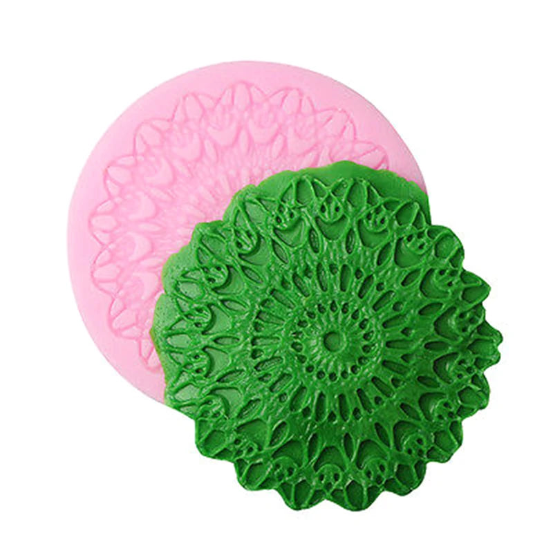 DIY Flower Vine Pattern Lace Round Silicone Cake Embossing Mould Fondant Cake Decorating Chocolate Candy Tool