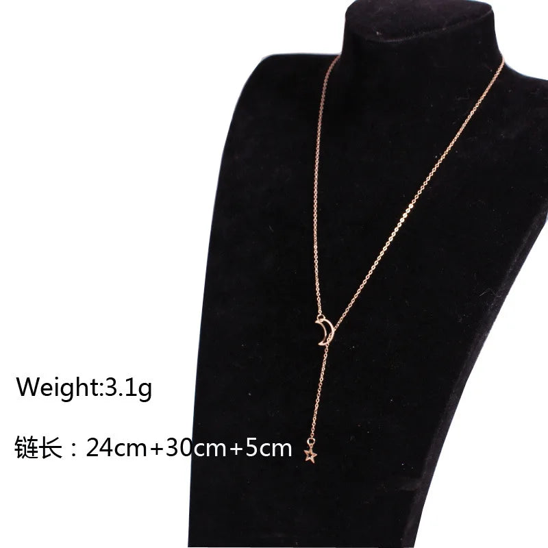 Wholesale Sales Punk 2020 New Fashion Necklace Gold Simple Cute Moon Stars Ladies Necklace Chaussures Femme