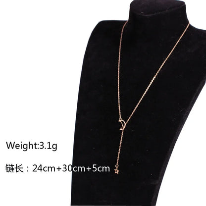 Wholesale Sales Punk 2020 New Fashion Necklace Gold Simple Cute Moon Stars Ladies Necklace Chaussures Femme