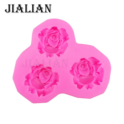3D roses flower soap mould chocolate wedding cake decorating tools DIY  fondant silicone mold T0405