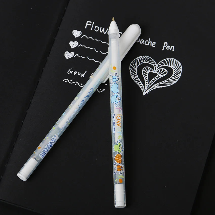 White Ink Color Photo Album 0.8MM Gel Pen Cute Unisex Pen Gift For Kids Stationery Office Learning School Supplies