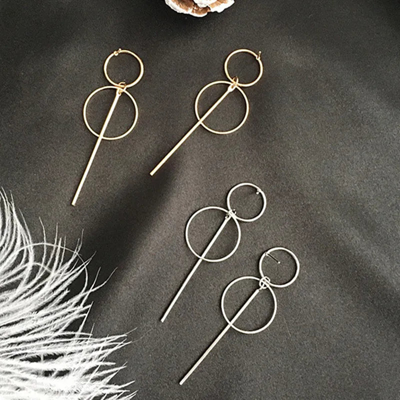 New Fashion Metal Tassel Earrings for Women Long Circle Dangle Earrings Geometric Round Drop Earrings Brief Jewelry pendientes