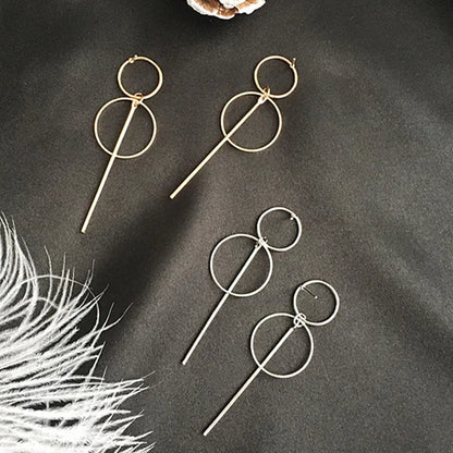 New Fashion Metal Tassel Earrings for Women Long Circle Dangle Earrings Geometric Round Drop Earrings Brief Jewelry pendientes