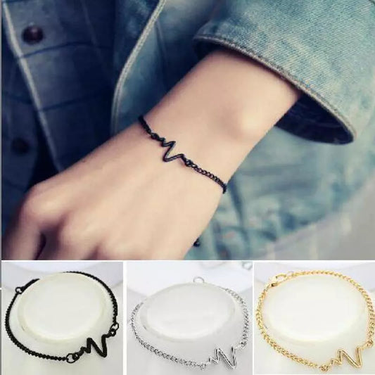 2018 New Fashion Simple Personality Bileklik Ecg Figure Lightning Bracelet Couple Heartbeat Frequency Bracelet Pulseras Mujer